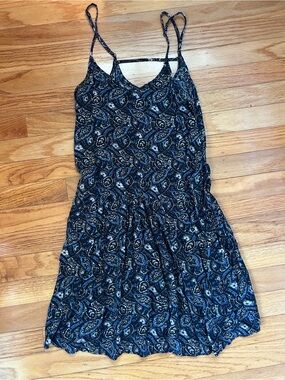 American Eagle Outfitters Navy Paisley Spaghetti-Strap Mini Dress
